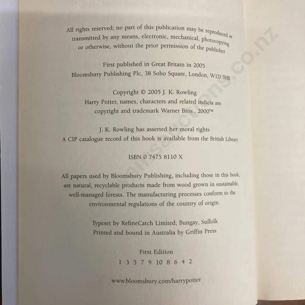 JK Rowling HARRY POTTER AND THE HALF-BLOOD PRINCE First Edition Page 99 Misprint Image 1++